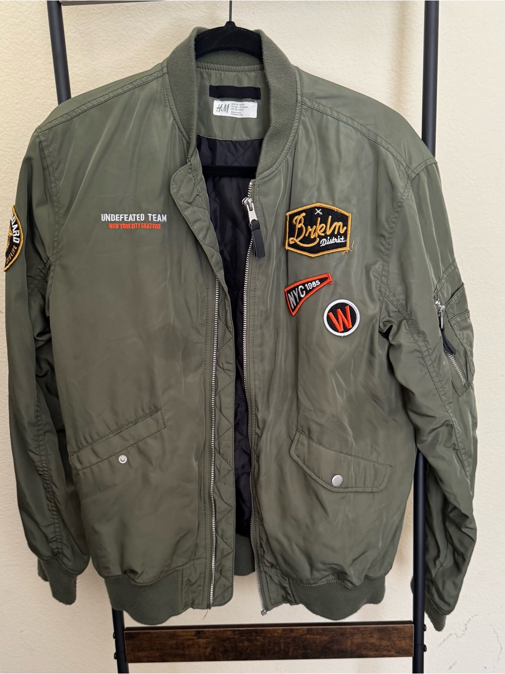 H&M (Youth) Olive Green Bomber Jacket with Patch Details